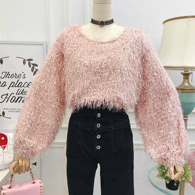 Μοντέρνο γυναικείο πουλόβερ με μακρύ μανίκι με O-λαιμόκοψη - Πολλά χρώματα