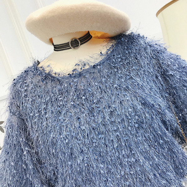 Μοντέρνο γυναικείο πουλόβερ με μακρύ μανίκι με O-λαιμόκοψη - Πολλά χρώματα