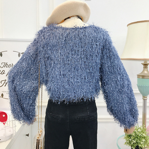 Μοντέρνο γυναικείο πουλόβερ με μακρύ μανίκι με O-λαιμόκοψη - Πολλά χρώματα