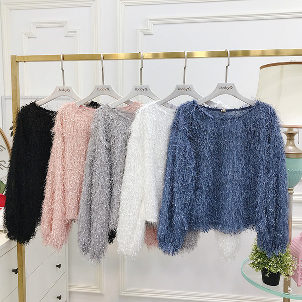 Μοντέρνο γυναικείο πουλόβερ με μακρύ μανίκι με O-λαιμόκοψη - Πολλά χρώματα