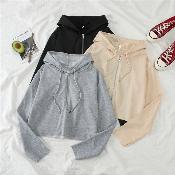 Női alkalmi pulóver kapucnival és cipzárral több színben