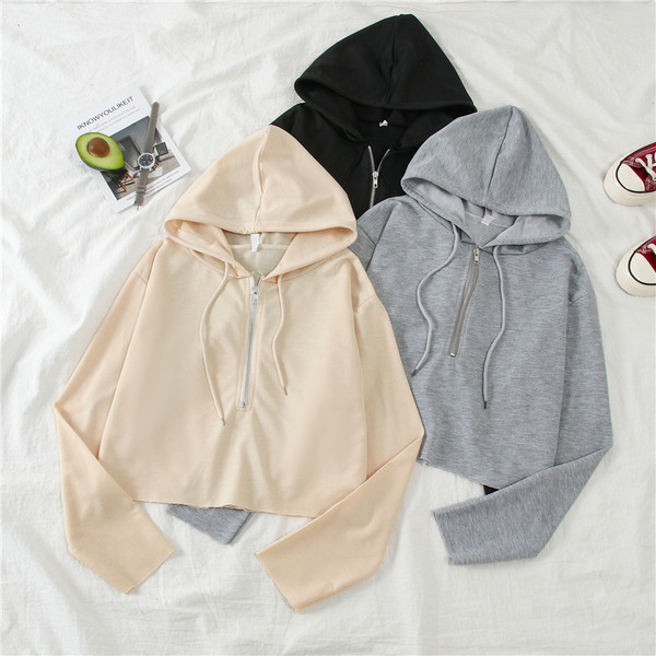 Női alkalmi pulóver kapucnival és cipzárral több színben