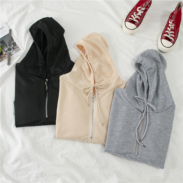 Női alkalmi pulóver kapucnival és cipzárral több színben