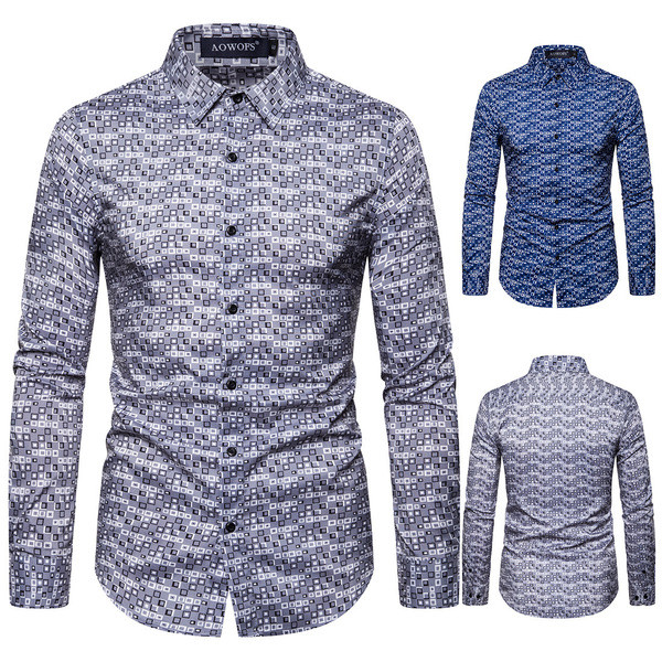 Alkalmi férfi ing klasszikus gallérral és kék gombokkal