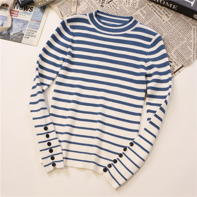 Csíkos női blúz három színben, gombokkal