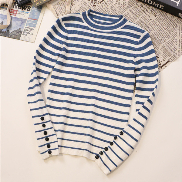 Csíkos női blúz három színben, gombokkal