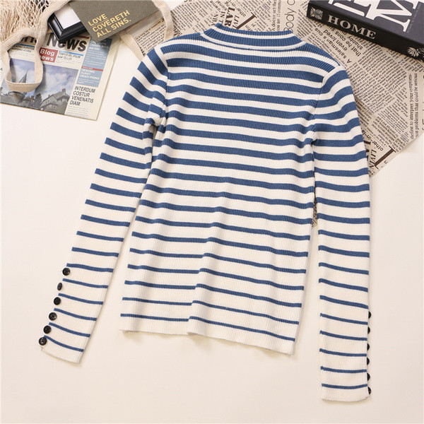 Csíkos női blúz három színben, gombokkal