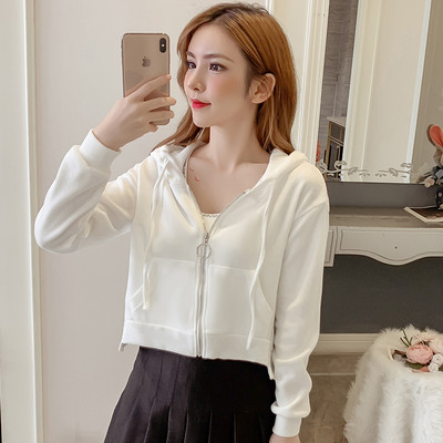 Női alkalmi pulóver három színben cipzárral és kapucnis rövid modellel