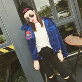 Jachetă nouă modernă de catifea pentru femei, cu embleme colorate