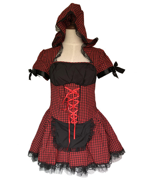 Costum de scenă pentru femei cu pălărie roșie în roșu