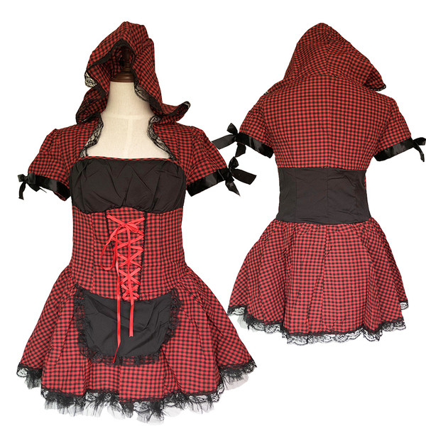 Costum de scenă pentru femei cu pălărie roșie în roșu