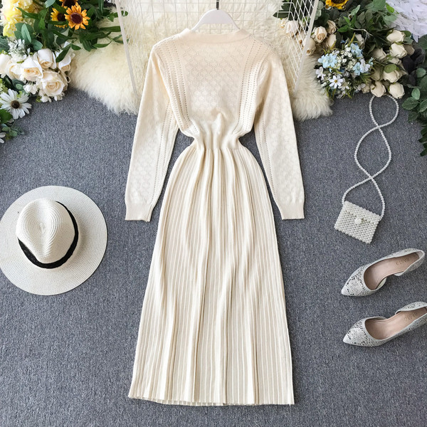 Rochie moderna de iarna de dama cu panglica in trei culori