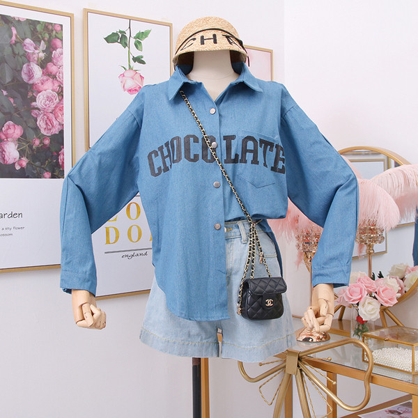 Új modell farmer női ing kék mintával