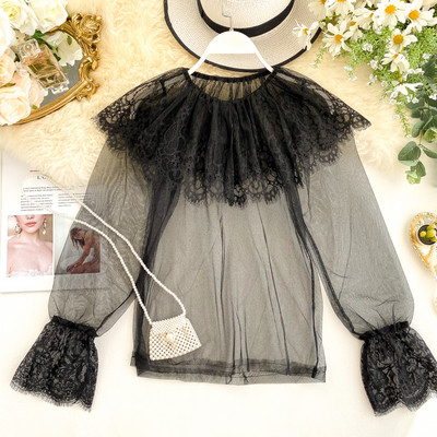 Női csipke ing kerek nyakkivágással, több színben