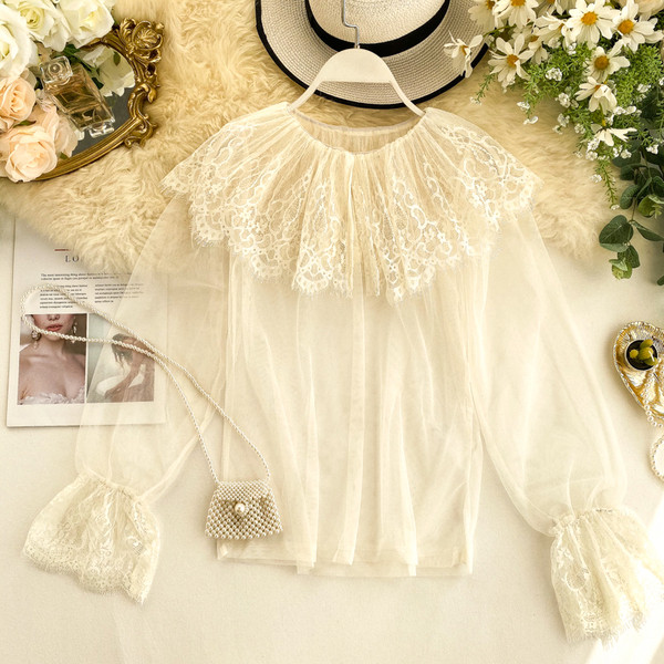 Női csipke ing kerek nyakkivágással, több színben