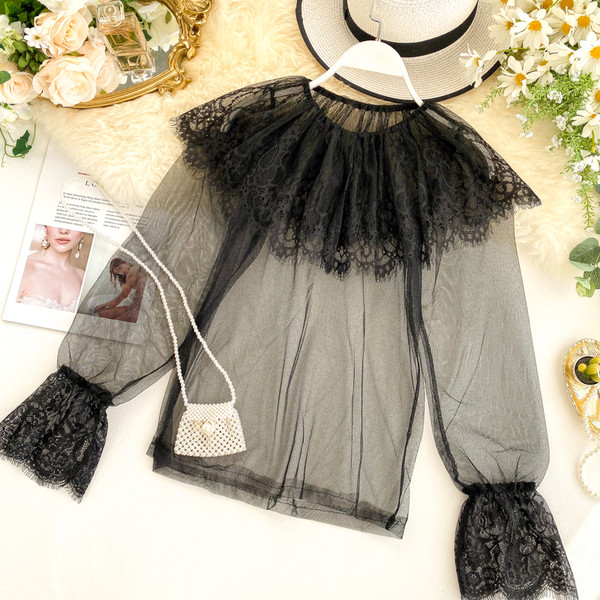 Női csipke ing kerek nyakkivágással, több színben