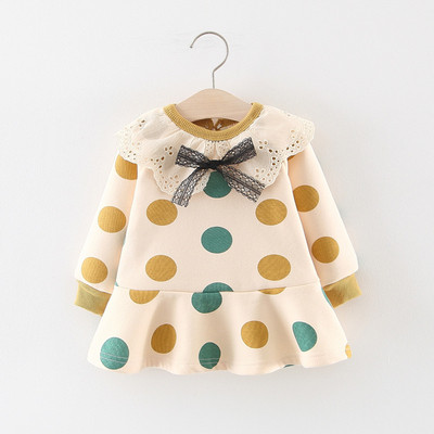 Új modell modern gyerekruha pöttyös szabású modellel három színben