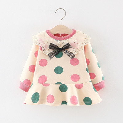 Új modell modern gyerekruha pöttyös szabású modellel három színben