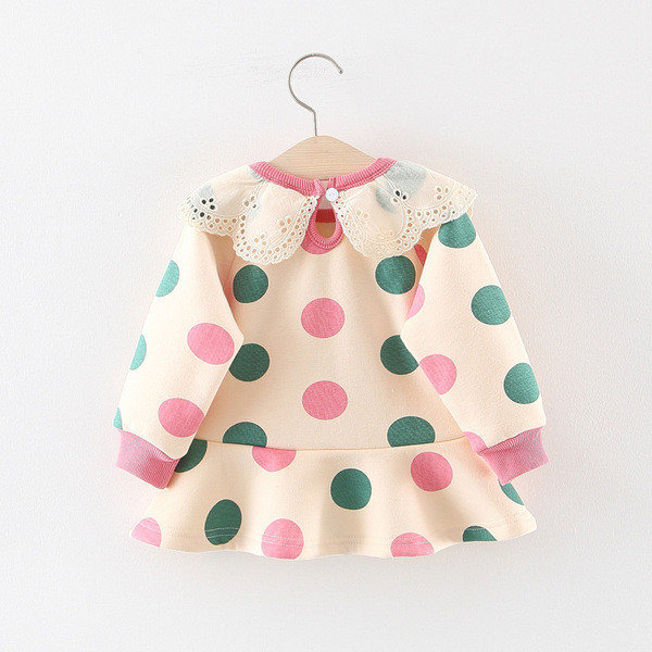 Új modell modern gyerekruha pöttyös szabású modellel három színben