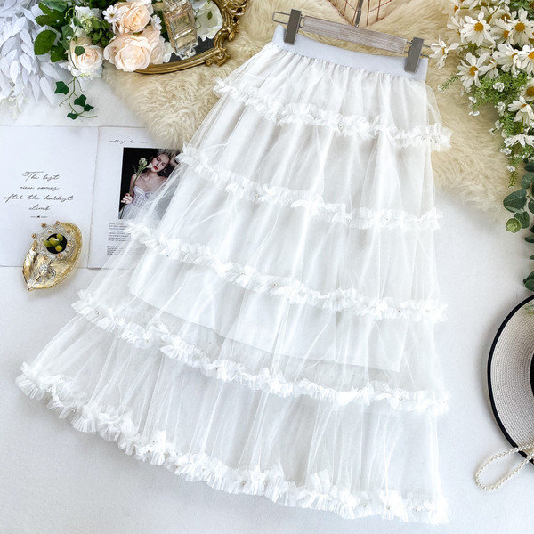 Modern női szoknya tüll és magas derékkal több színben