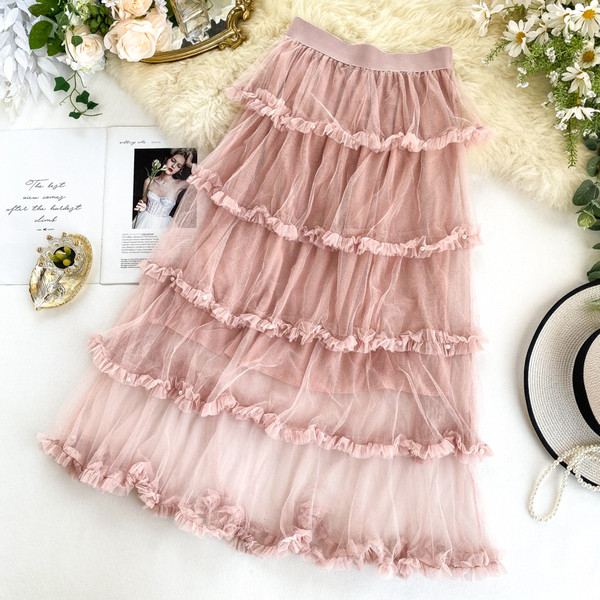 Modern női szoknya tüll és magas derékkal több színben