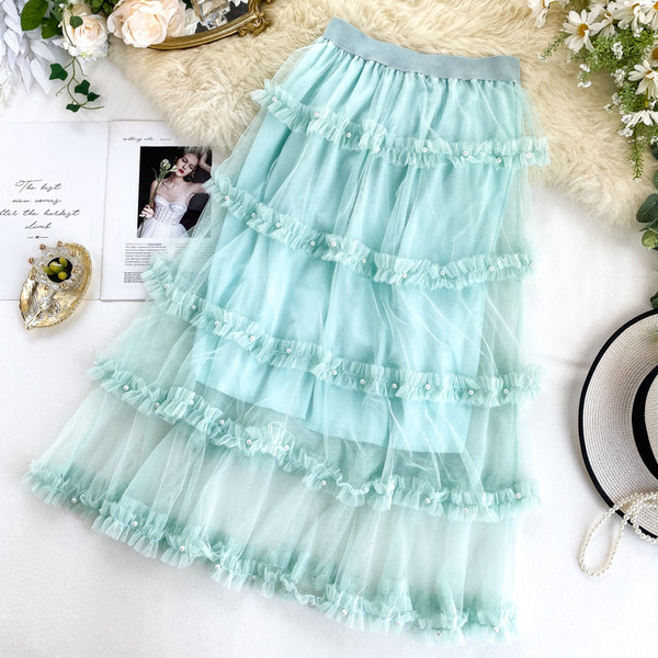 Modern női szoknya tüll és magas derékkal több színben