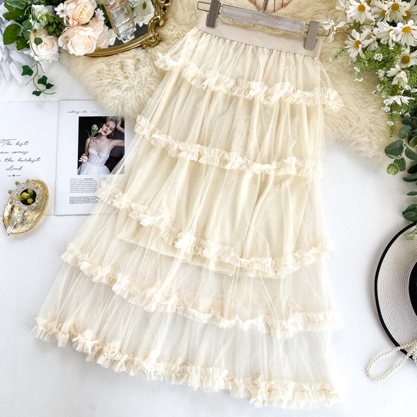 Modern női szoknya tüll és magas derékkal több színben