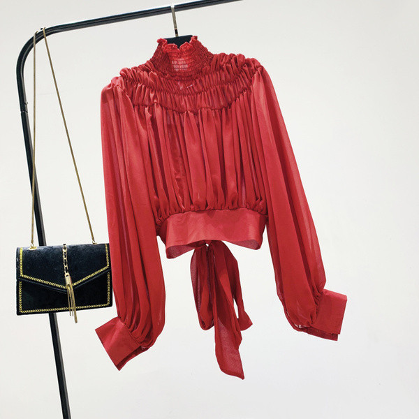 Stílusos női ing szalaggal, négy színben