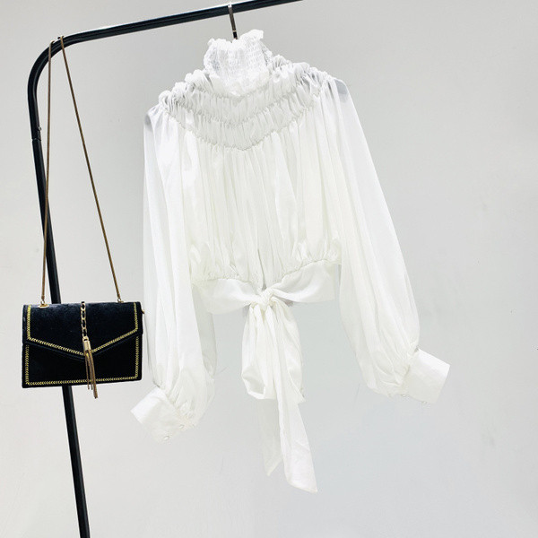 Stílusos női ing szalaggal, négy színben