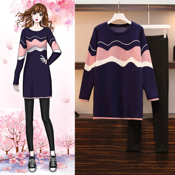 Set casual pentru femei care include un pulover lung și jambiere de până la 5XL