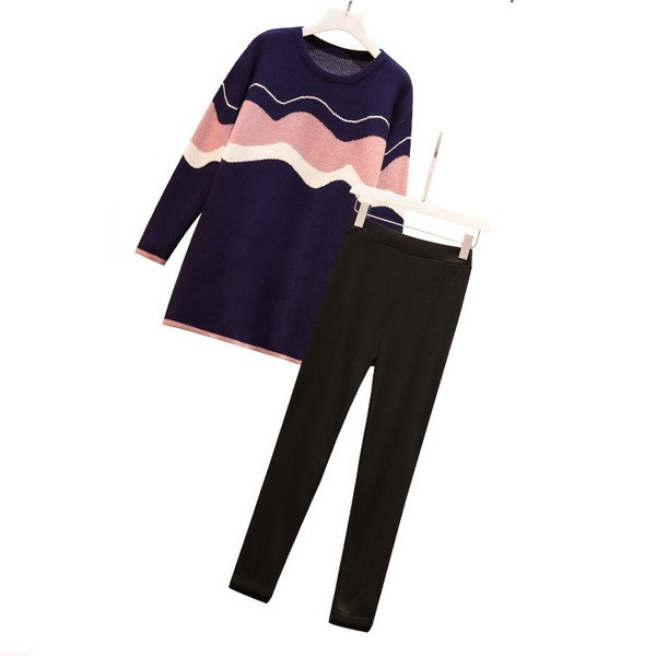 Set casual pentru femei care include un pulover lung și jambiere de până la 5XL