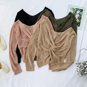 carouri dama tricotate cu decolteu in V in mai multe culori