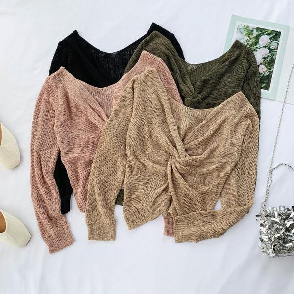 carouri dama tricotate cu decolteu in V in mai multe culori