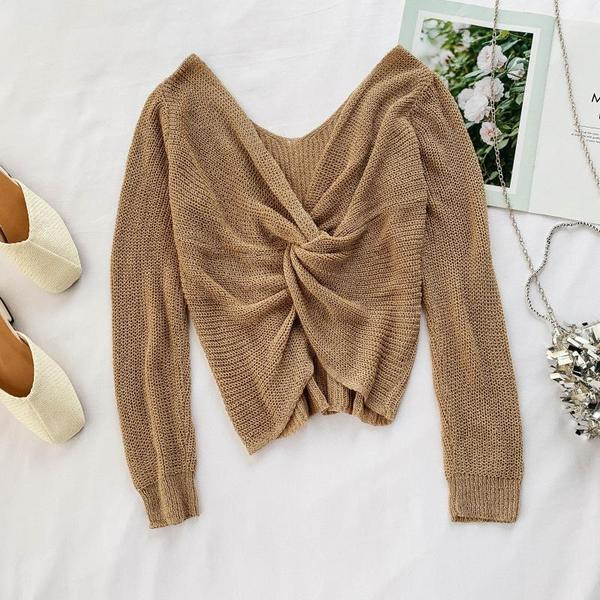 carouri dama tricotate cu decolteu in V in mai multe culori