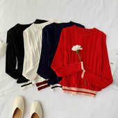 Alkalmi női pulóver kerek nyakkivágással, négy színben