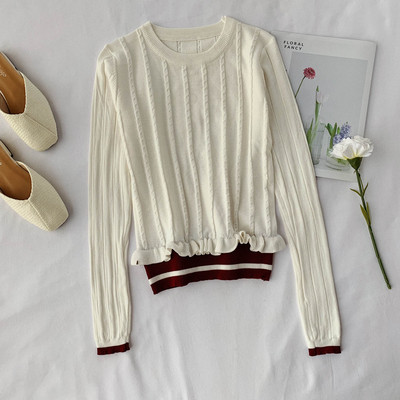 Alkalmi női pulóver kerek nyakkivágással, négy színben