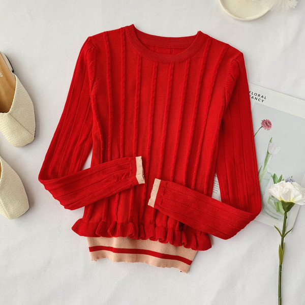 Alkalmi női pulóver kerek nyakkivágással, négy színben