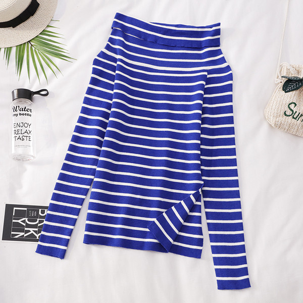 Csíkos, hosszú ujjú női blúz négy színben