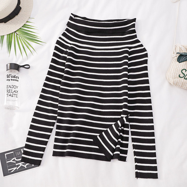 Csíkos, hosszú ujjú női blúz négy színben