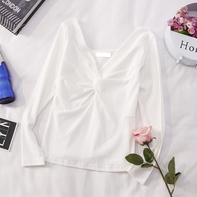 Γυναικείες μπλούζες με V neckline και μακριά μανίκια σε διάφορα χρώματα