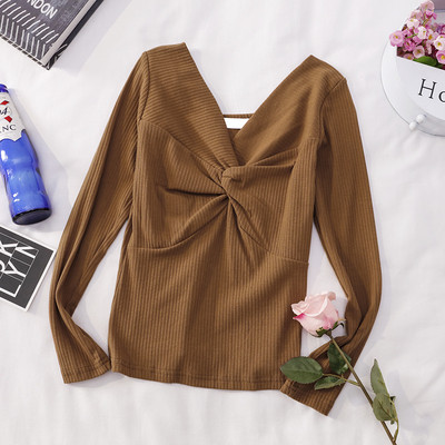 Γυναικείες μπλούζες με V neckline και μακριά μανίκια σε διάφορα χρώματα