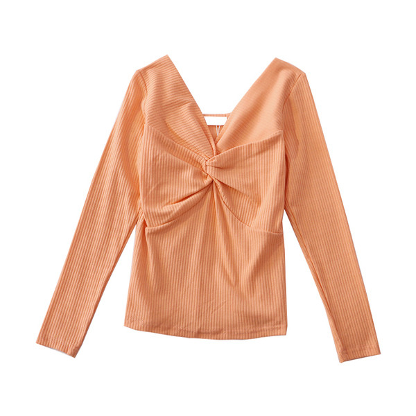 Bluză de damă cu decolteu în V și mâneci lungi în mai multe culori