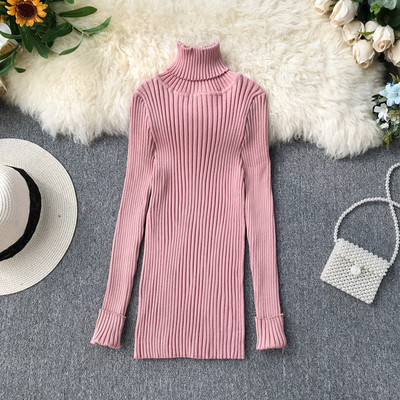 Γυναικείο casual πουλόβερ με ψηλό γιακά σε διάφορα χρώματα