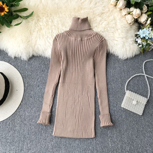 Γυναικείο casual πουλόβερ με ψηλό γιακά σε διάφορα χρώματα