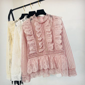 Női csipkeblúz sárga, rózsaszín és fehér színben