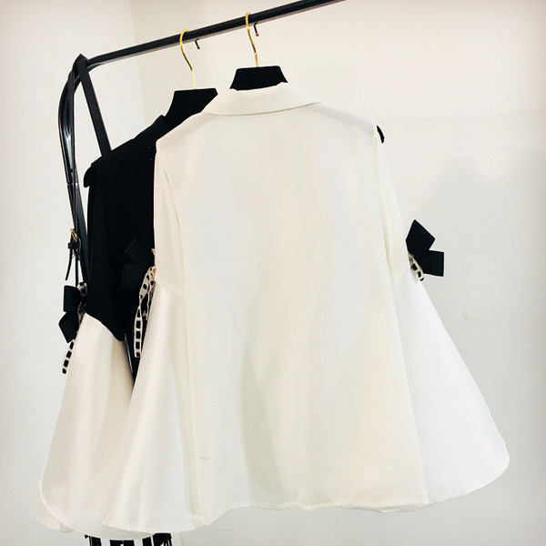 Modern női ing 3D elemekkel fehér és fekete színben