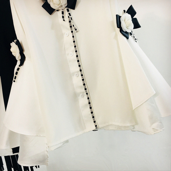 Modern női ing 3D elemekkel fehér és fekete színben