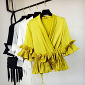 Bluză de damă elegantă cu decolteu în V în mai multe culori