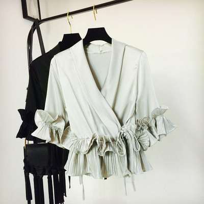 Bluză de damă elegantă cu decolteu în V în mai multe culori