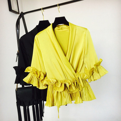 Bluză de damă elegantă cu decolteu în V în mai multe culori